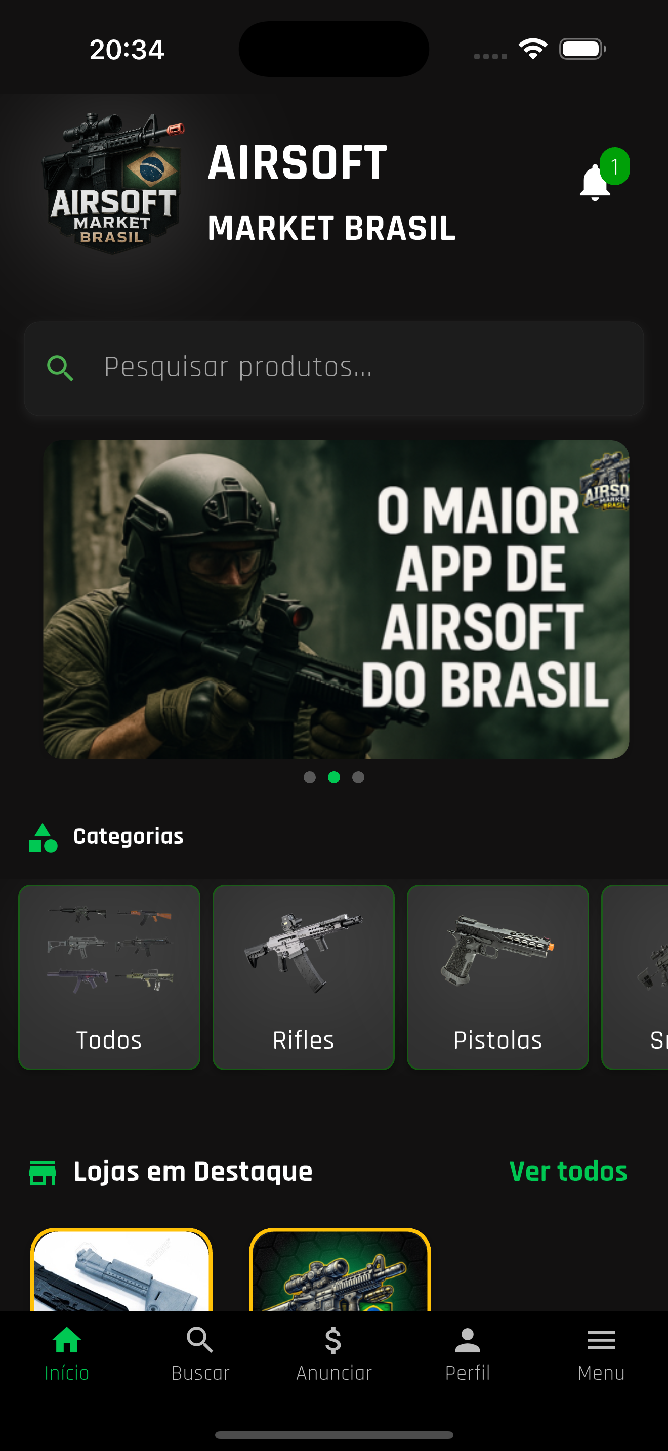 Screenshot do app - Tela inicial